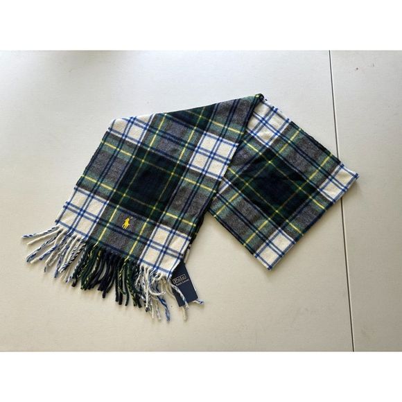 Polo Ralph Lauren Mens Original Label Cashmere Tartan Plaid Scarf